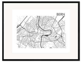 Kehystetty taidepainatus Bern – city map