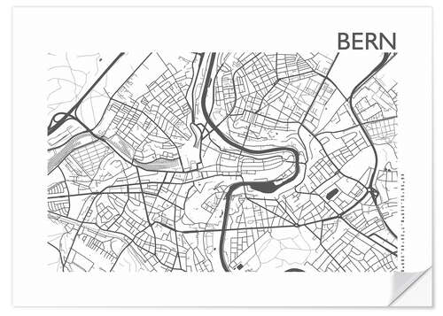 Sticker mural Bern – plan de la ville