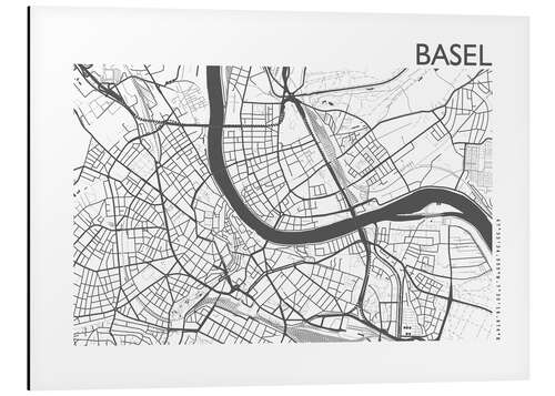 Aluminium print City map of Basel