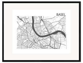 Kunsttryk i ramme City map of Basel