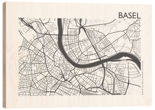 Holzbild Stadtplan von Basel