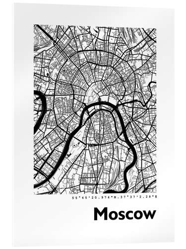 Akrylglastavla City map of Moscow