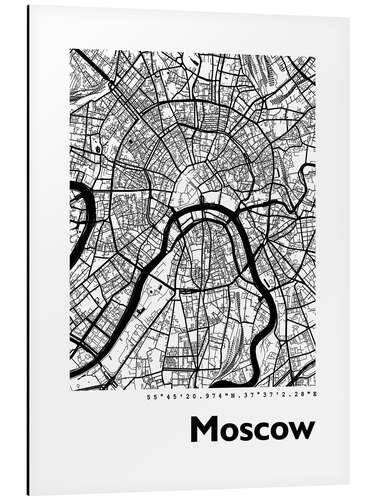 Tableau en aluminium Plan de la ville de Moscou