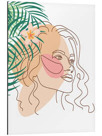 Magnettafel Sommerportrait mit Palmenblättern und Blüten