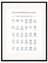 Gerahmter Kunstdruck Wasch- &amp; Pflegesymbole (französisch)