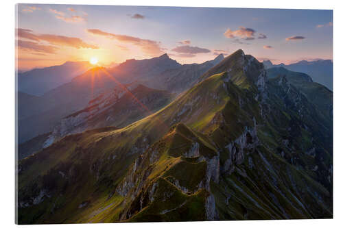 Acrylglasbild Sonnenaufgang in den Alpen - Schweiz