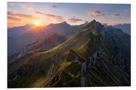 Tableau en PVC Lever du soleil dans les Alpes suisses