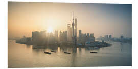 Foam board print Shanghai skyline at sunrise