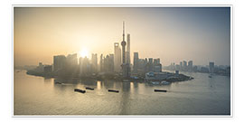 Póster Skyline de Xangai ao nascer do sol