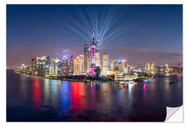 Selvklebende plakat Light show over Pudong