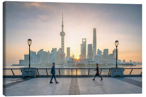 Lærredsbillede Waterfront of Shanghai in front of the Pudong skyline