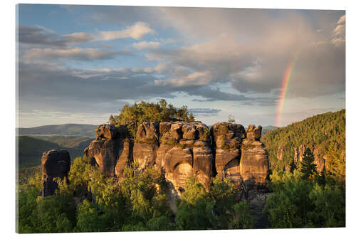 Akrylglastavla Rainbow over Saxon Switzerland