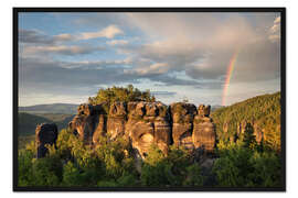 Gerahmter Kunstdruck Regenbogen über der Sächsische Schweiz