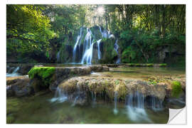 Vinilo para la pared Pintoresca cascada en el bosque