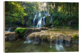 Wood print Picturesque waterfall in the forest