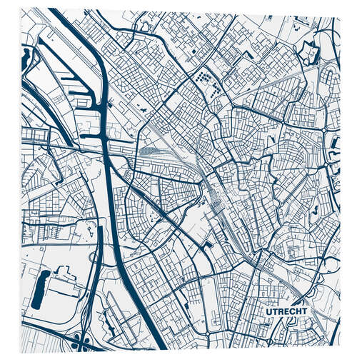 Hartschaumbild Stadtplan von Utrecht