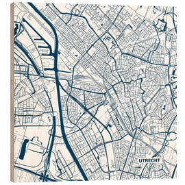 Wood print City map of Utrecht