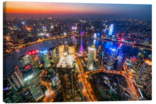 Canvas print Shanghai cityscape at night