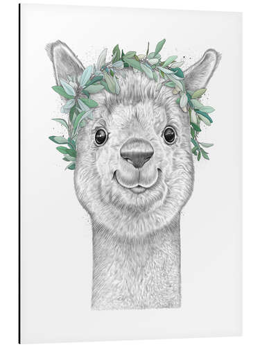 Stampa su alluminio Alpaca con ghirlanda