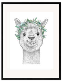 Kunsttryk i ramme Alpaca with wreath