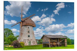 Tableau en aluminium Moulin à vent dans une ferme