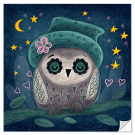 Selvklebende plakat Owl in the night