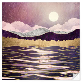 Selvklebende plakat Lunar Waves Landscape