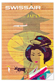 Selvklæbende plakat Swissair to Japan (English)