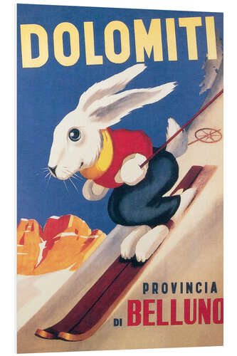 Foam board print Rabbit on skis, Dolomiti (Italian)