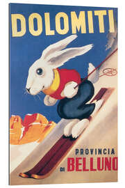 Galleritryck Rabbit on skis, Dolomiti (Italian)