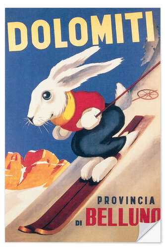 Sisustustarra Rabbit on skis, Dolomiti (Italian)