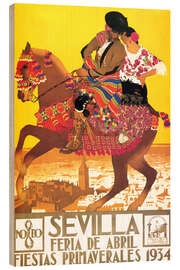 Hout print  Sevilla, Aprilfeesten (Spaans) - Vintage Travel Collection