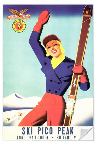 Selvklebende plakat Ski Pico Peak (English)