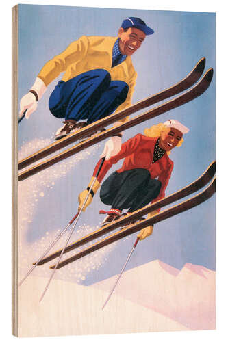 Tableau en bois Sauteurs à ski