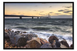 Gerahmter Kunstdruck Küste bei Storebælt Østbroen, Dänemark