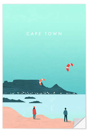 Selvklæbende plakat Kapstaden - Illustration Cape Town