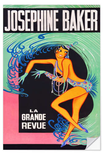 Selvklebende plakat Josephine Baker, La Grande Revue