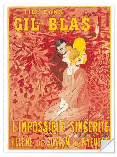 Selvklebende plakat Lire dans Gil Blas, l'impossible sincérité