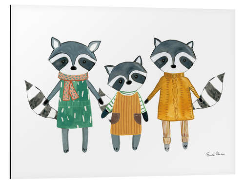 Aluminiumsbilde Family raccoon