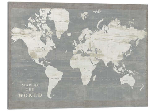 Aluminium print World map vintage