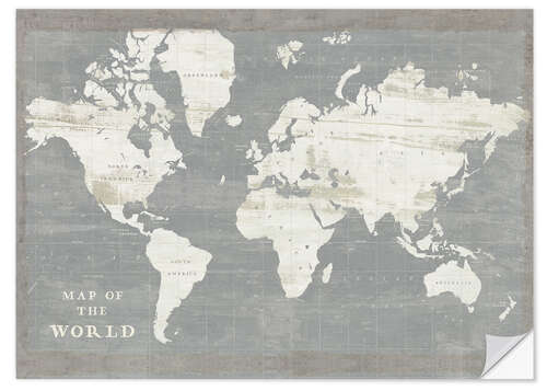 Selvklebende plakat World map vintage