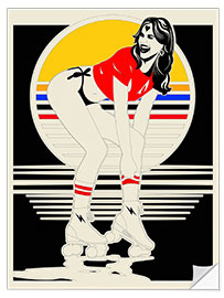 Selvklebende plakat Roller Girl