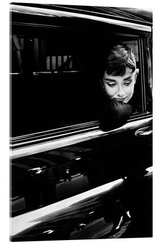 Akrylbilde Audrey Hepburn in the Car