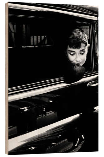 Wood print Audrey Hepburn in the Car