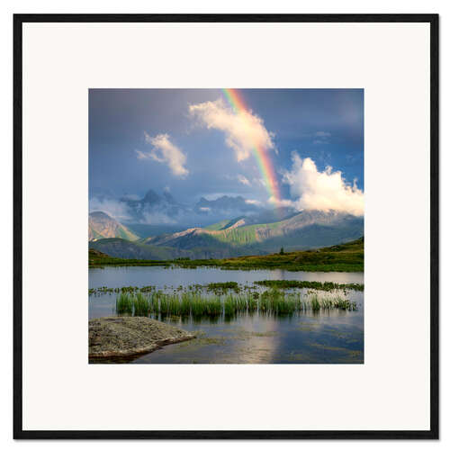 Impression artistique encadrée Arc-en-ciel dans les Alpes