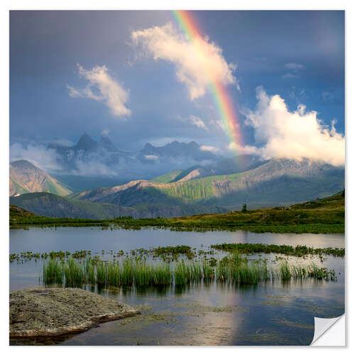 Wandsticker Regenbogen in den Alpen