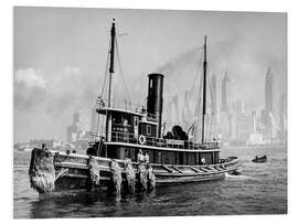 Foam board print Tugboat in front of the Manhattan skyline