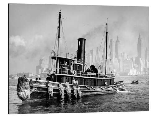 Tableau en plexi-alu Remorqueur devant la skyline de Manhattan