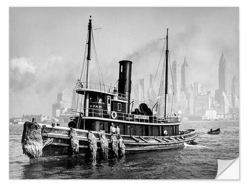 Wall sticker Tugboat in front of the Manhattan skyline