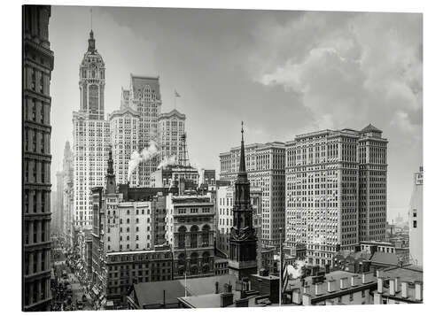 Alumiinitaulu Historic New York - Broadway and St. Paul's Chapel, 1910